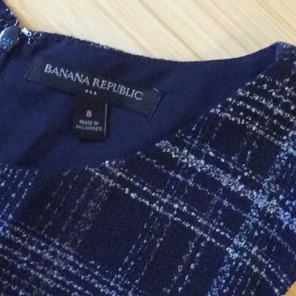 Textured boucle navy plaid dress, with pockets - Picture 3 of 8